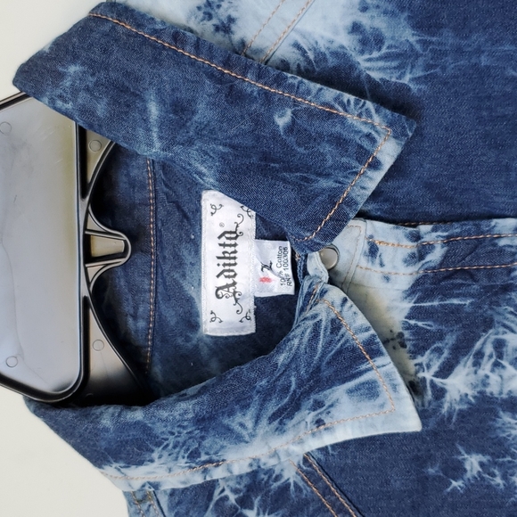 3/$30 Adiktd Snap Front Distressed Denim Shirt - Picture 4 of 9